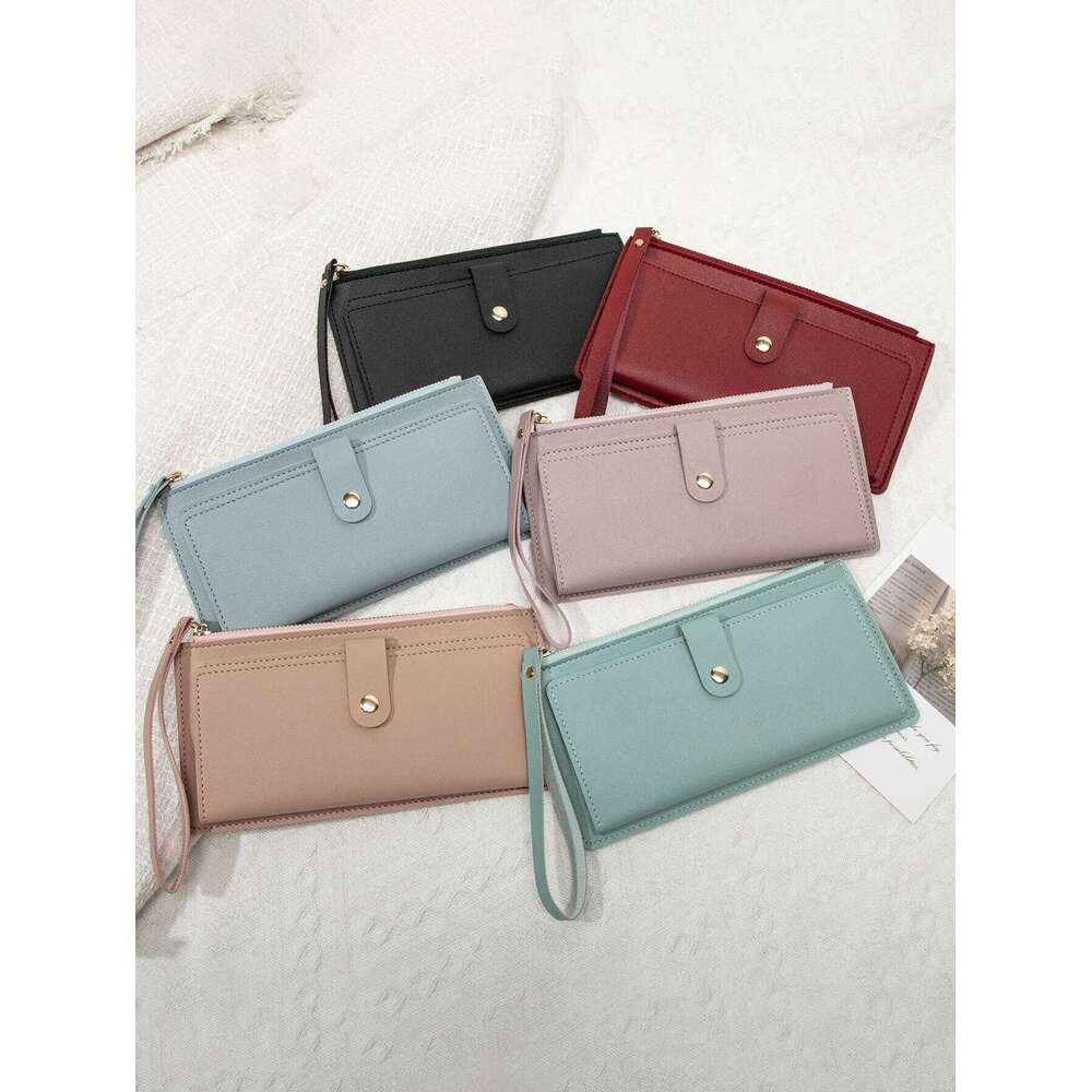 Ultra thin mini PU leather coin purse simple long bag multifunctional handheld credit card holder women's wallet