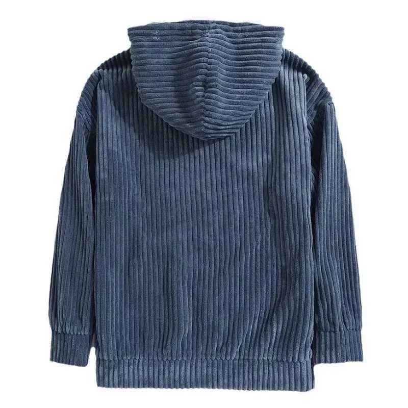 2024 NEW Solid Corduroy Hoodies for Men Autumn Winter Thick Warm Mens Sweatshirts Casual Loose Kangaroo Pocket Hoodies Outerwear XJ250621