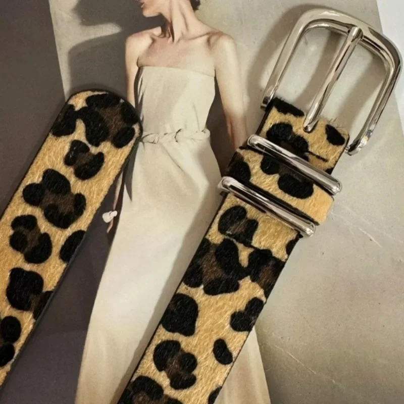 Y2K Jeans Leopard Print Belt Spice Girls Snakeskin Pattern Belts Alloy Buckle Waistband Unisex Long Term Use PU Leather Belt 250617