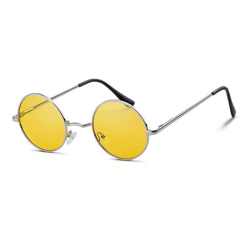 Trendy Round Polarized Sunglasses High Quality Brand Design Vintage Party Men Circle Small Frame Women Yellow Shades Sun Glasses W250621