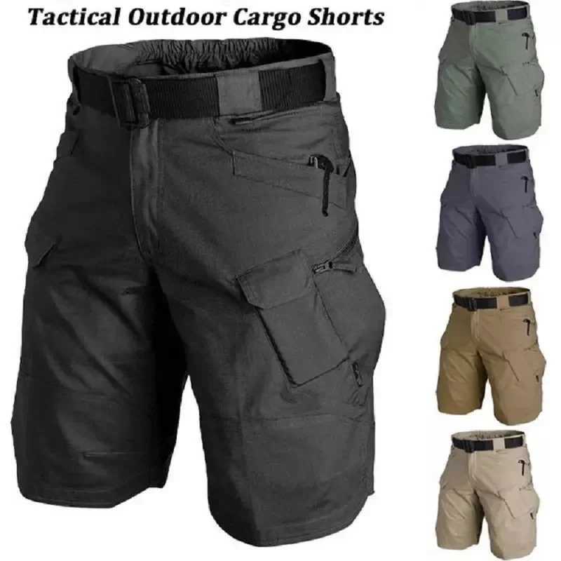 Summer Outdoor Tactical Cargo Shorts for Men - Waterproof Multi-Pocket Plus Size Hiking and Camping Urban Shorts W250621