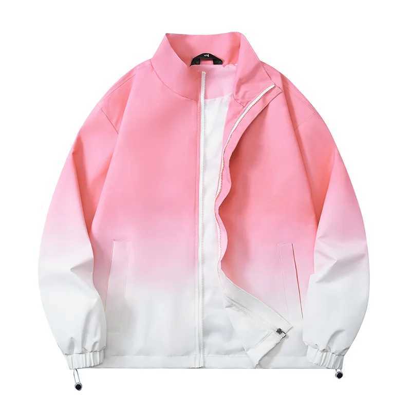 Mens Casual Fashion Gradient Handsome Jacket Top Coat Loose European Size Stand-up CollarXJ250621