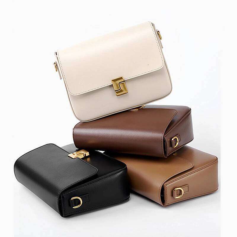 Burminsa Cowhide Genuine Leather Small Shoulder Crossbody Bags For Women 2025 Trend Designer Purse Square Ladies Handbags