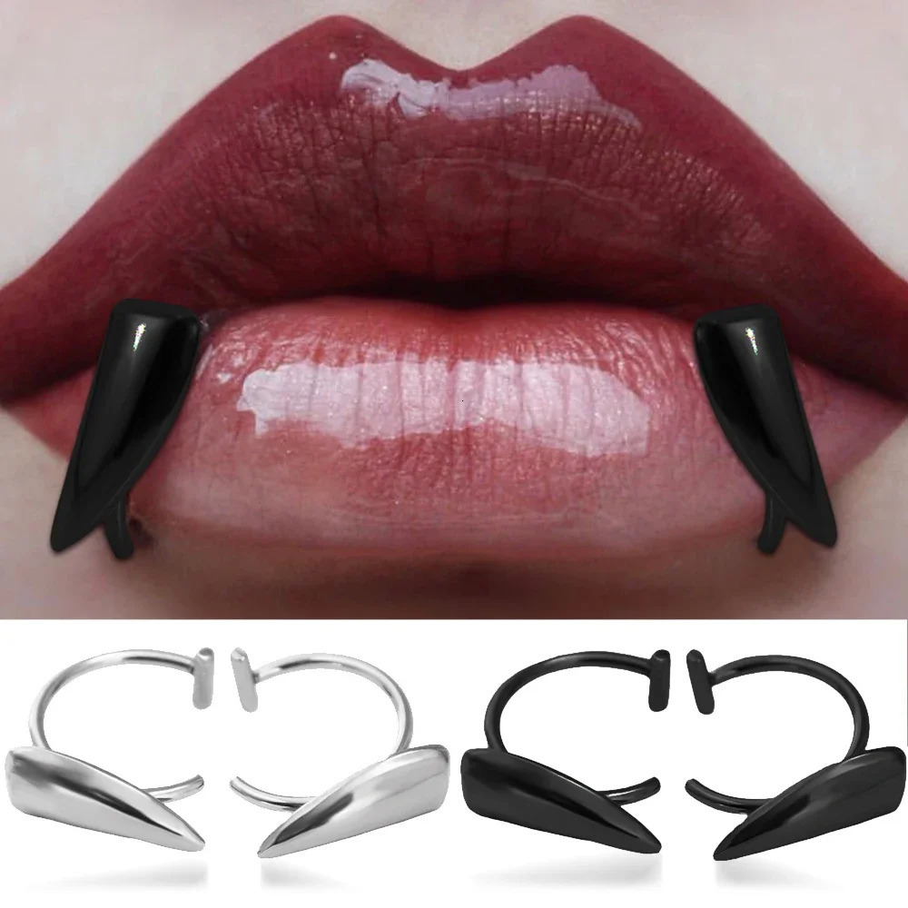 Stainless Steel 3D Lip Clip Unique Fangs Without Holes Lip Clips Men Women Without Holes Lips Ring Halloween Jewelry Accessories 250617