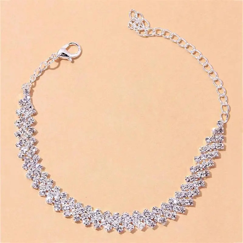 Shining Cubic Zirconia Chain Anklets for Women Fashion Ankle Bracelet on the leg Sandals Foot Jewelry Summer Accessories 250617