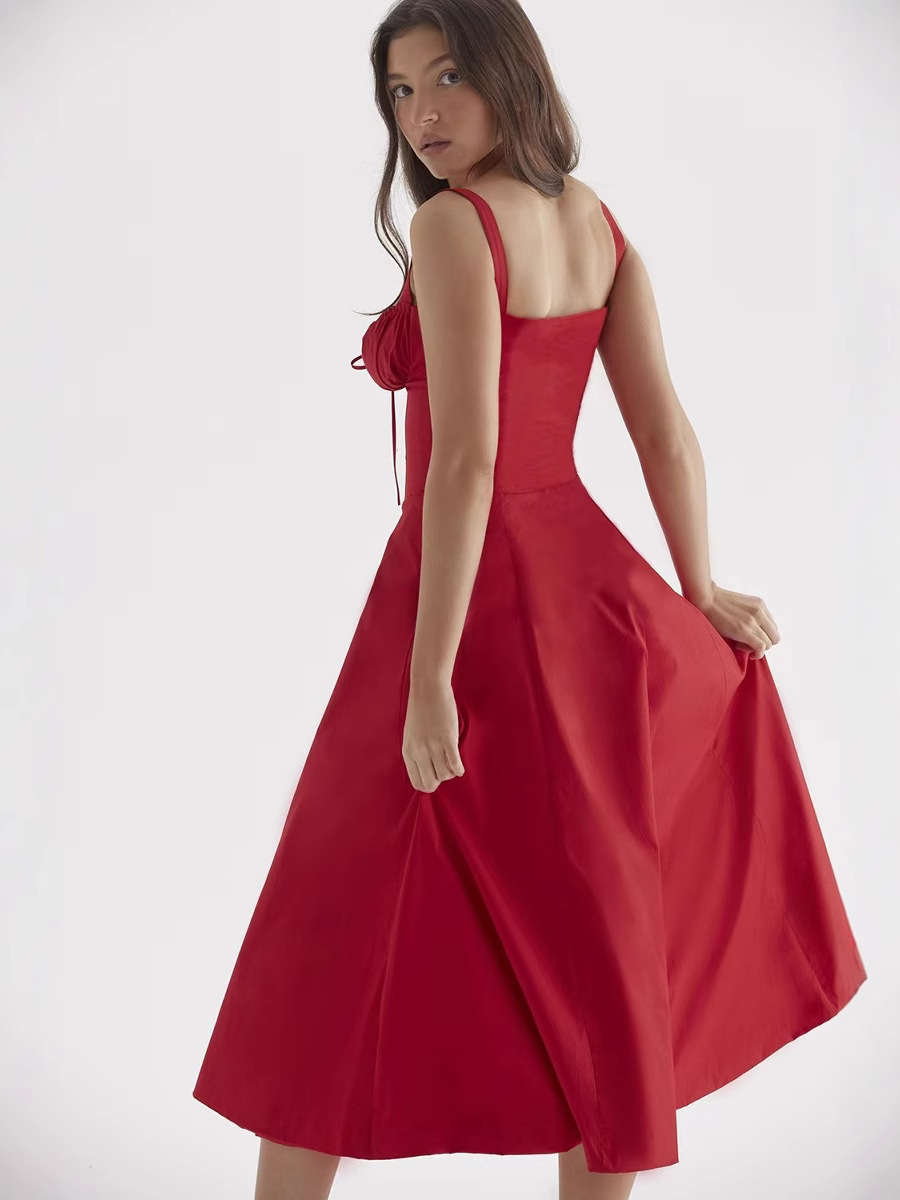 X621European and American cross-border summer new fashion sexy slim waist French hem slit long dress