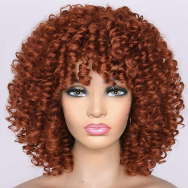 New Style Wig Women's Short With Bangs Small Curly Fluffy Synthetic Hair Cap