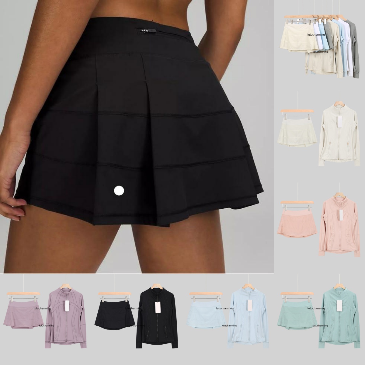 10A Yoga Set Gym Short skirt set Jacket leggings Yoga Jacket Workout Elastic Waist Fitness dry fitness Activewear Sweatshirt Zip pants jakets luluitys lemonlys sets