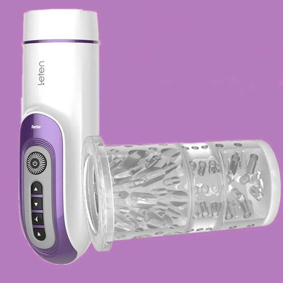 Leten Electric Telescopic Oral Sex Machine One Key Burst Actress Voice Male Masturbator Pocket Pussy Adult Men Vibrator Toys W250621