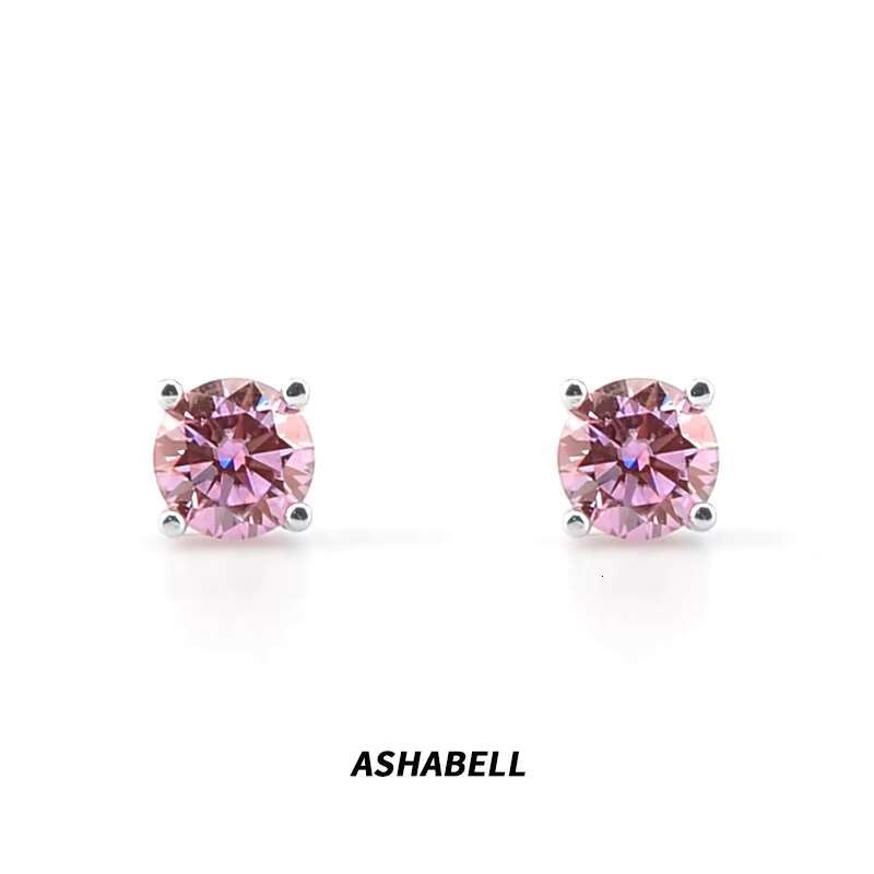 Wholesale S925 Sterling Silver Violet Moissanite Diamond Stud Earrings Unisex Hip Hop Personality Jewelry