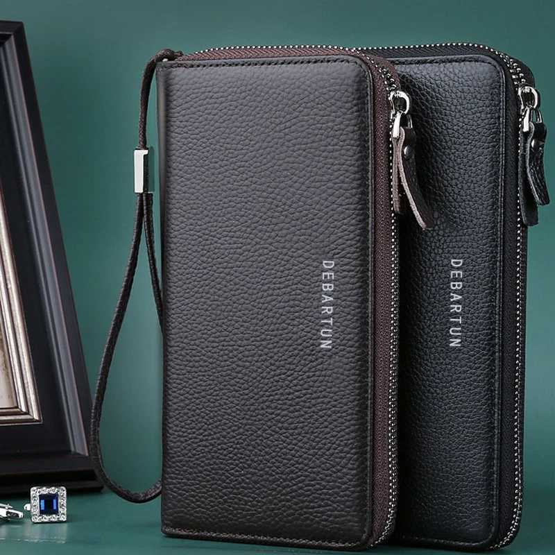 Mens Long PU Leather Wallet - High Quality Zipper Card Holder Large Capacity Purse for Men Z250621