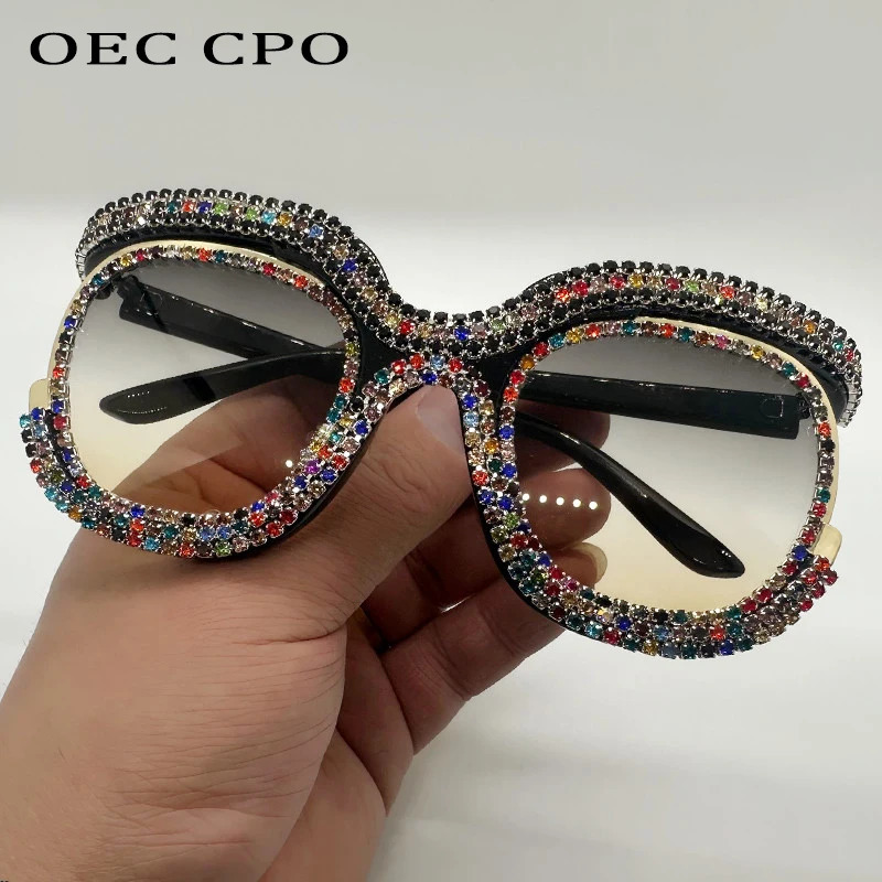 Oversized Diamond Sunglasses Rhinestone Square UV400 Multicolor Shades Female Sun Glasses Eyewear Gafas De Sol 250617