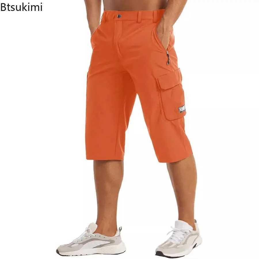 2025 New Summer Quick Dry 3/4 Capri Pants Mens Casual Multi-Pockets Lightweight Shorts Outdoor Hiking Cargo Nylon Pants Workout W250621
