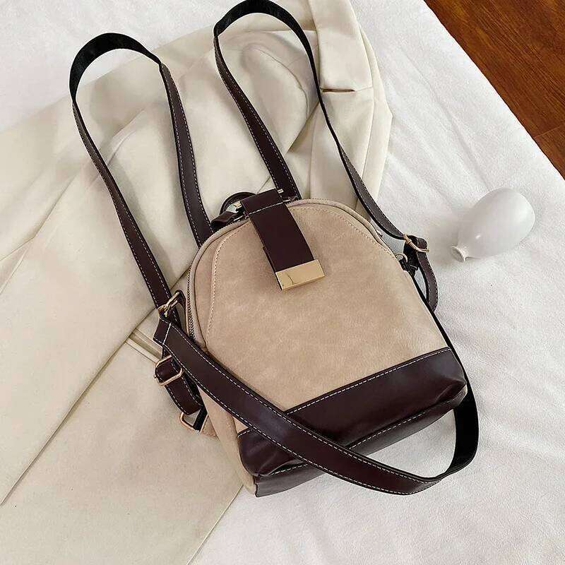 Vintage Patchwork Women Backpack Small Design Female Shoulder Bag Ladies Totes PU Leather Schoolbag Backpacks Bagpack