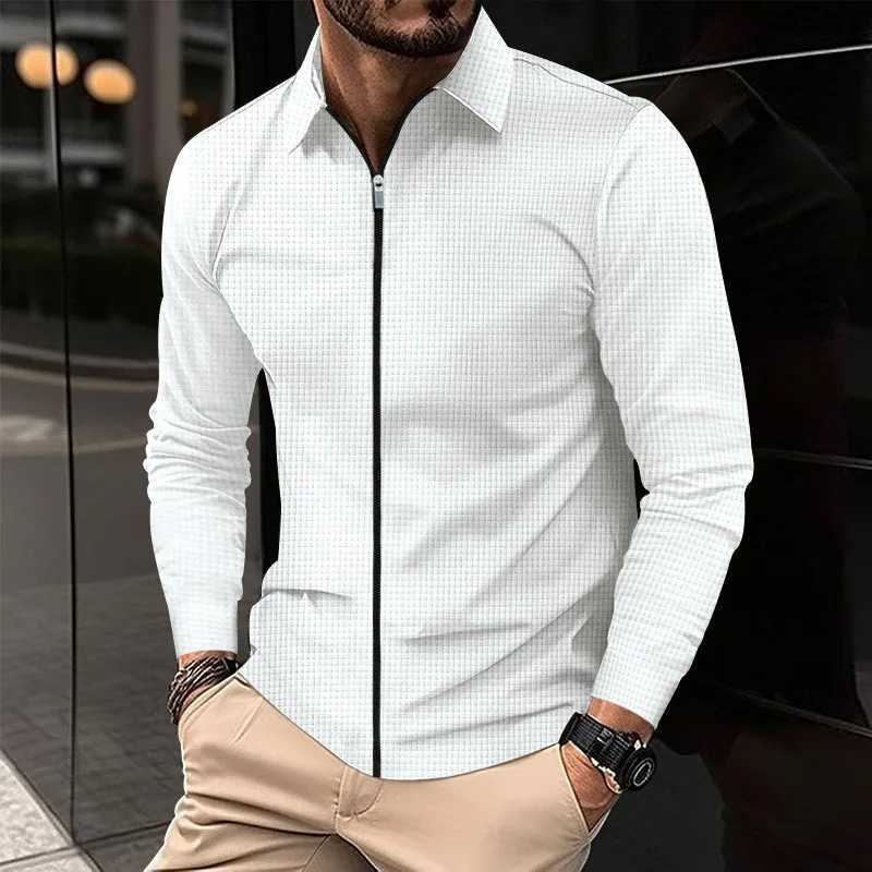 Waffle jacket mens lapel jacket middle-aged and young trendy mens outdoor sports style top XJ250621