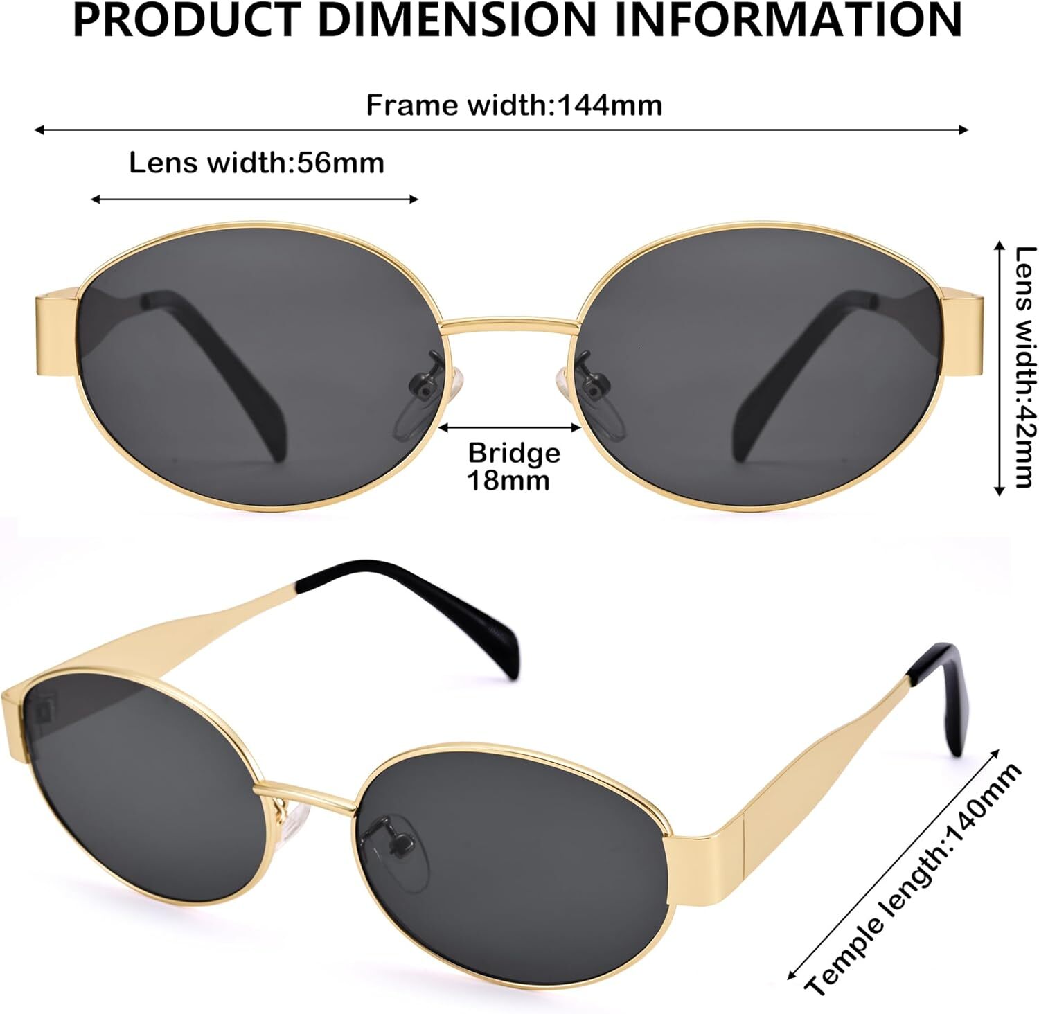 Designer sunglasses Retro Oval Sunglasses for Women Men - Trendy Gold Sun Glasses - Fashion Metal Frame Shades
