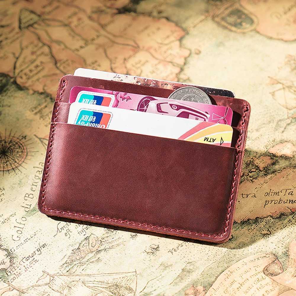 Men Credit ID Card Holders Vintage Design Crazy Horse Leather Customized Business Unisex Wallet Wholesale Z250621