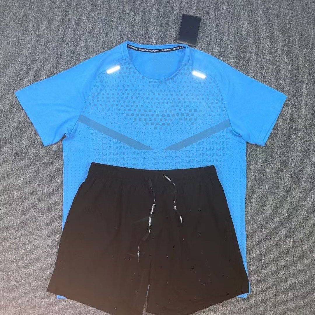 mens summer tracksuits tech set two-piece tracksuit sport fitness suit running shirt shorts quick-dry jogger sportswear reflective soccer jersey basketball t-shirt