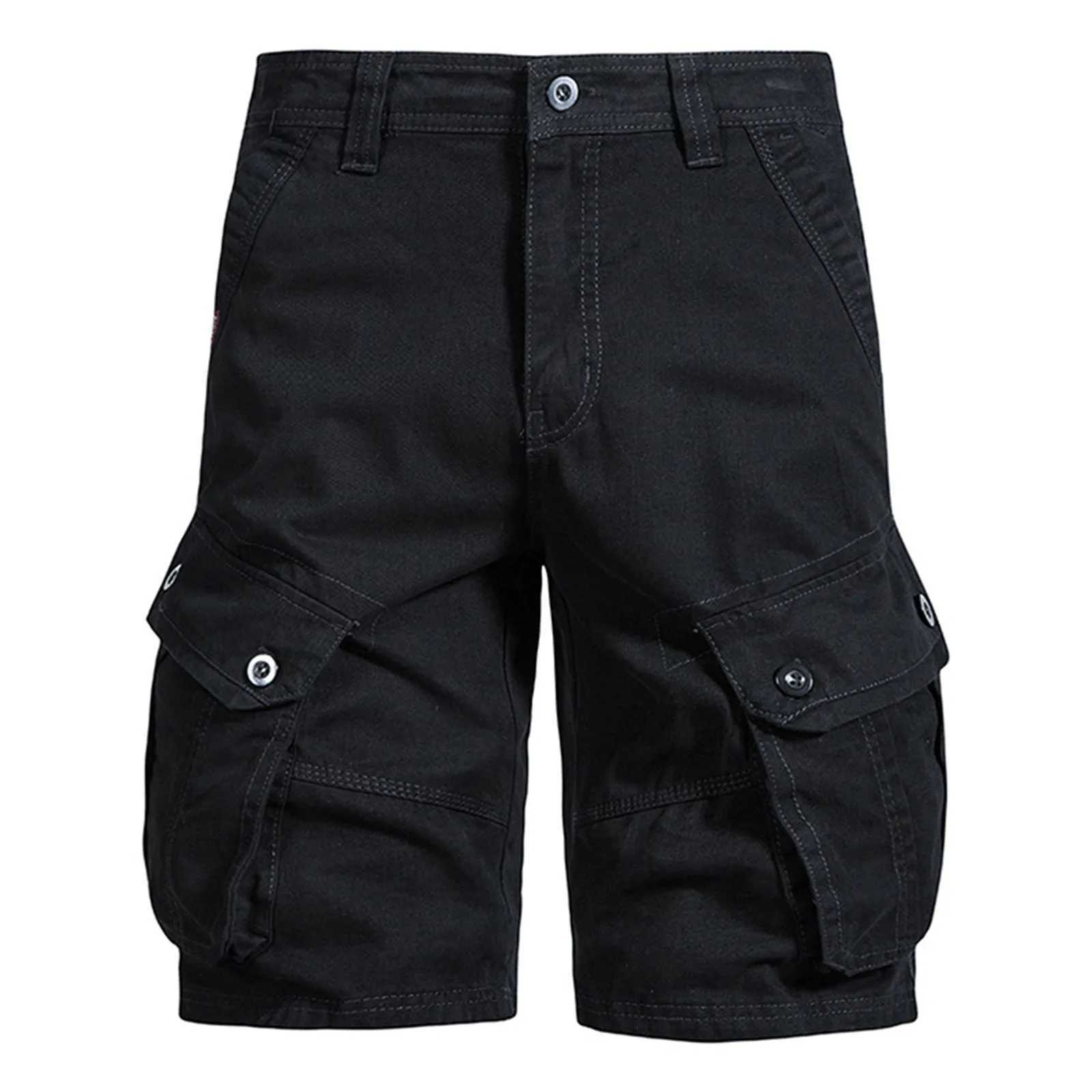 Summer Men Cargo Shorts Man Beach Jogger Outdoor Multi Pocket Short Pants Male Loose Bermuda Solid Vintage Classic Shorts W250621
