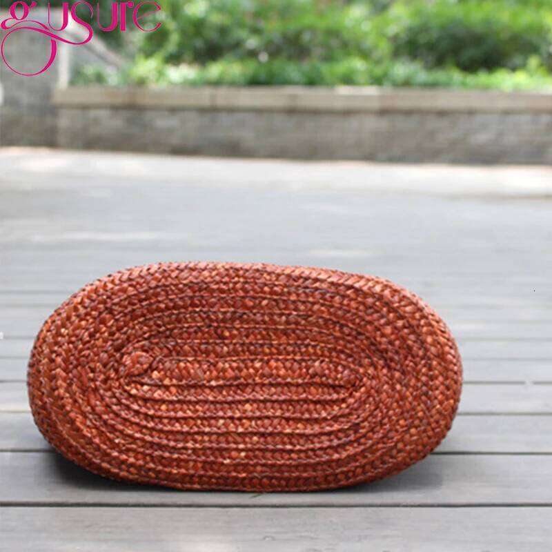 Gusure Women Fashion Straw Shoulder Bags Summer Beach Bucket Handbags For Lady Rattan Woven Casual Large Bohemia Shopping Totes