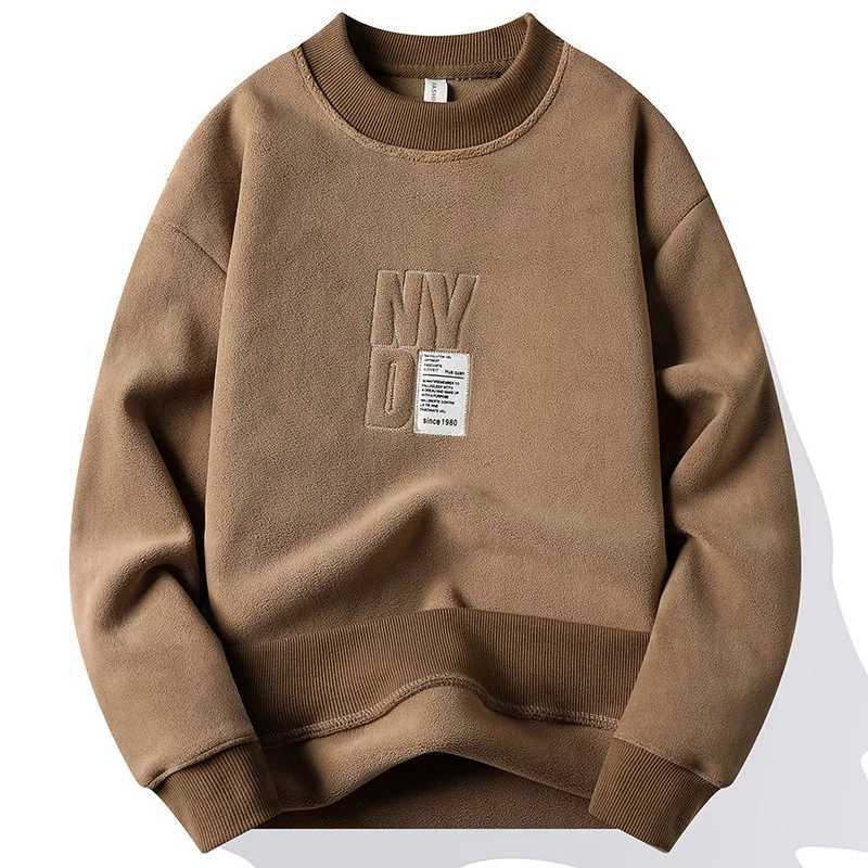 Mens Fashion THiCK Hoodie Embroidery Pullover Fleece Lined Mens Winter CloTHes Elegant Brand White Green Pullovers Z250621