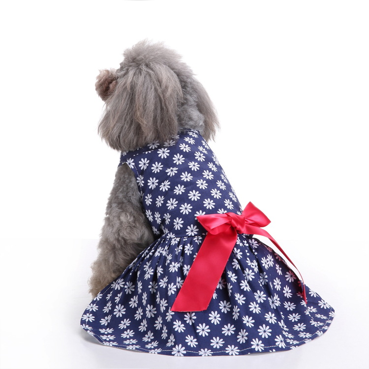 Sweet Dog Clothes Girl Dog Dresses Floral Puppy Dress Pet Cat Princess Bowknot Clothes Cute Puppy Summer Outfits for Small Dogs, Cat, Yorkshire Terrie