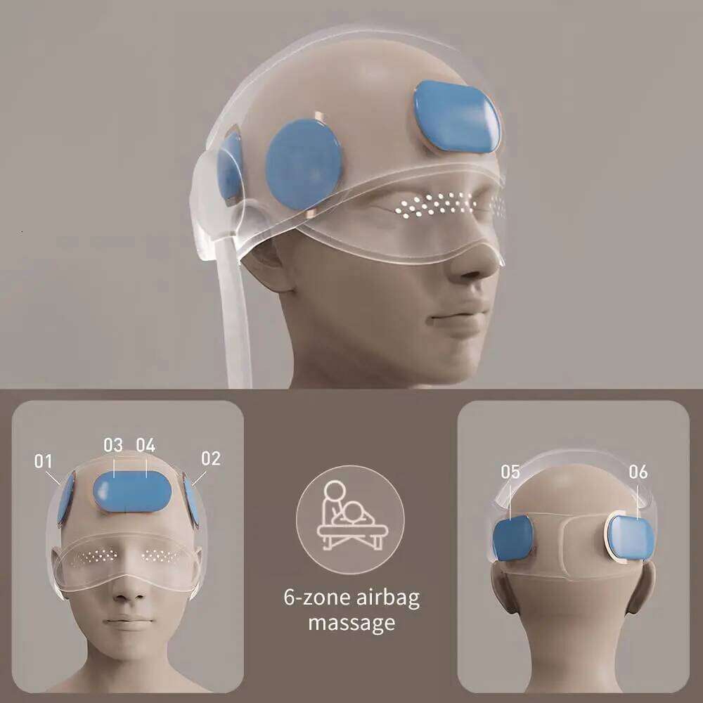 360° Air Bag Head Deep Relax Scalp&Eye Massager With Heat Compression 2000Mah Rechargeable Migraine Caps Sleep Aid