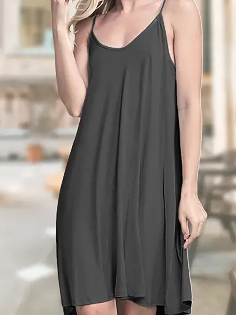 Skin-friendly and breathable fashionin Spaghetti strap pocket mini dress AWDSD0612