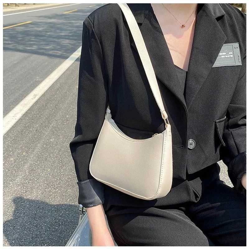 New Womens Fashion Handbags Retro Solid Color PU Leather Shoulder Underarm Bag Casual Women Hobos HandbagsXJ251021