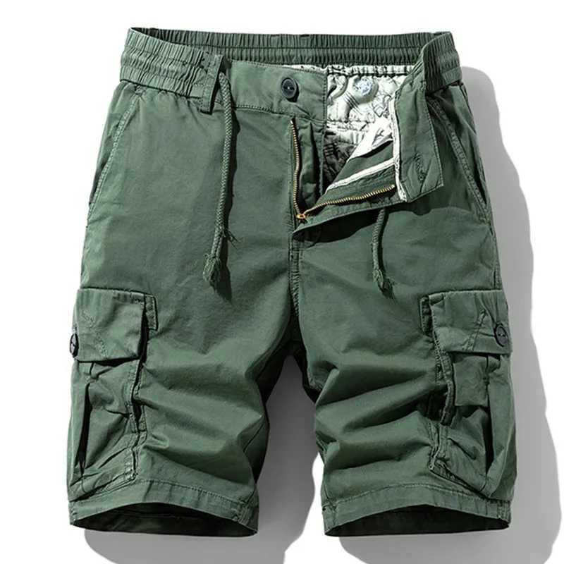 New Men Summer Brand Cotton Cargo Shorts Mens Classic Casual Multi-pocket Tactical Shorts Pants Elastic waist Jogger Shotrs Male W250621