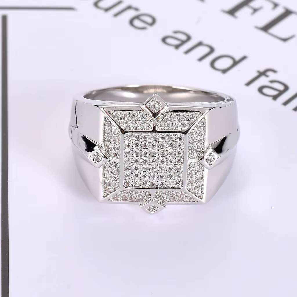 European American Hip Hop Mens Ring AAA High-Grade Zircon with Gold Plating Creative Inlay Style Trendy BlingBling Ring for Men