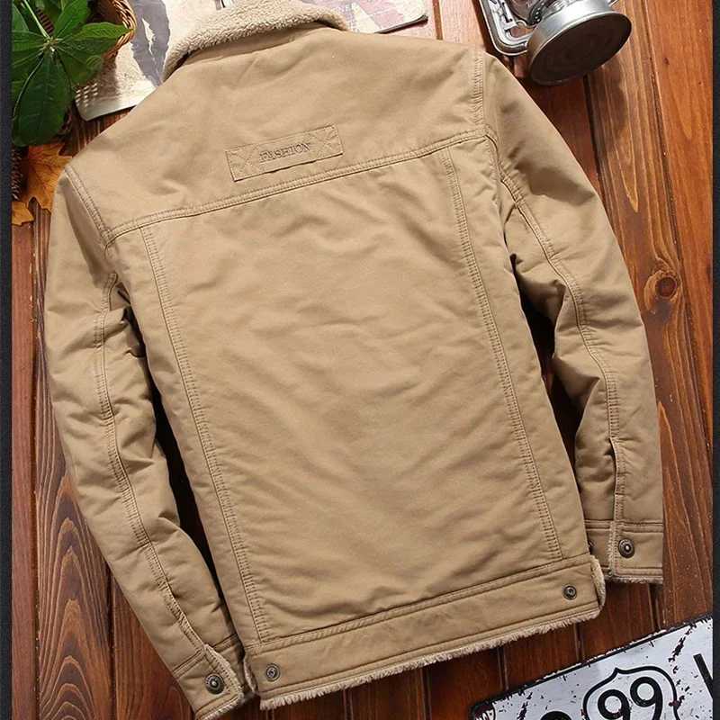 Outerwear Clothing fleece Bomber Jacket Mens Windbreaker Thick Warm Male Parkas Military Mens Winter Jackets Fur collar Coats XJ250621
