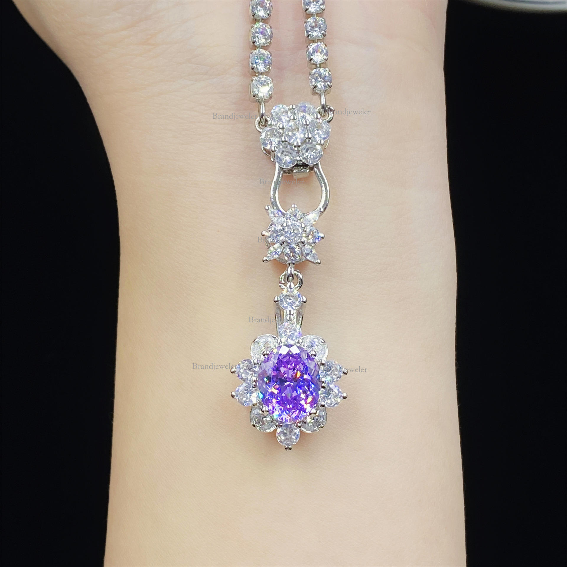 Purple Kunzite Starry Free Delivery Sky Cut Comparable To Ice Flower Full Diamond Open Ring Designer Necklace 2025 New Model For Women Elegant Pendant