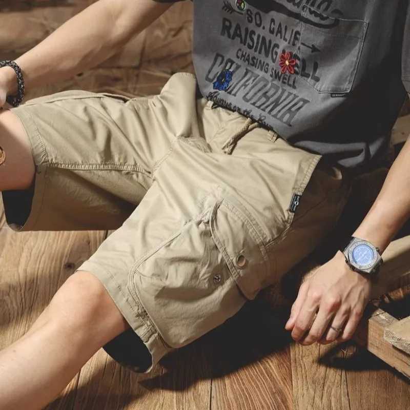 Mens Cargo Shorts with Pockets Loose Elastic Waist Male Short Pants Japanese Street Style Designer Streetwear Harajuku Clothes W250621