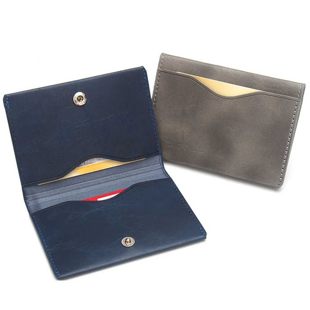 New Pu Leather ID Holder Portable Ultrathin Men Women Business Cards Cover Vintage Wallet Small Pouch Case Bag Z250621