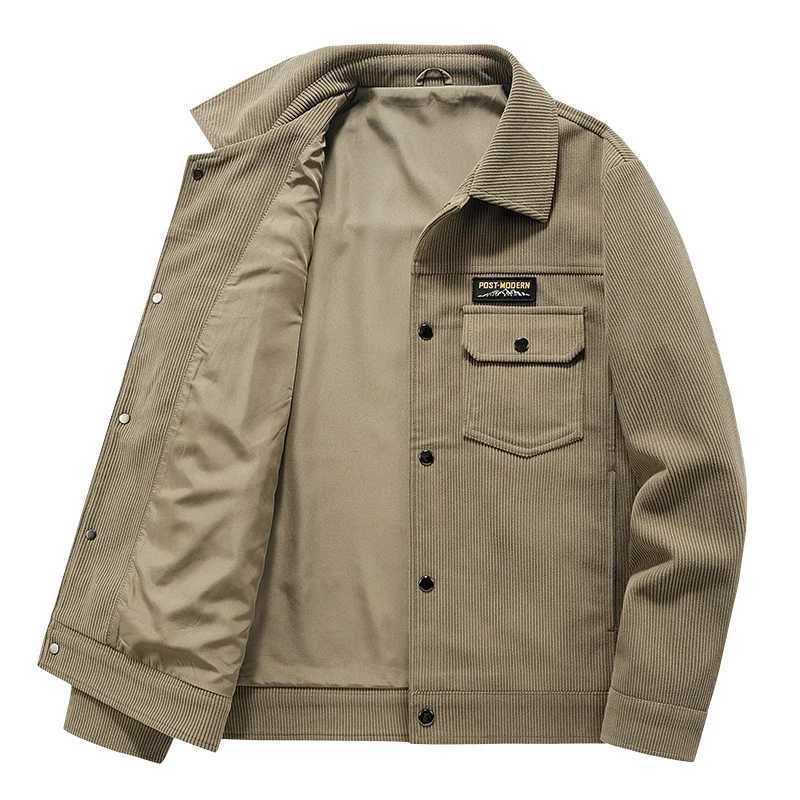 2025 Mens Fashion Casual Jacket Spring Autumn Mens Military Corduroy Jacket Multi-pocket Tactical Coats Male Lapel Workwear XJ250621