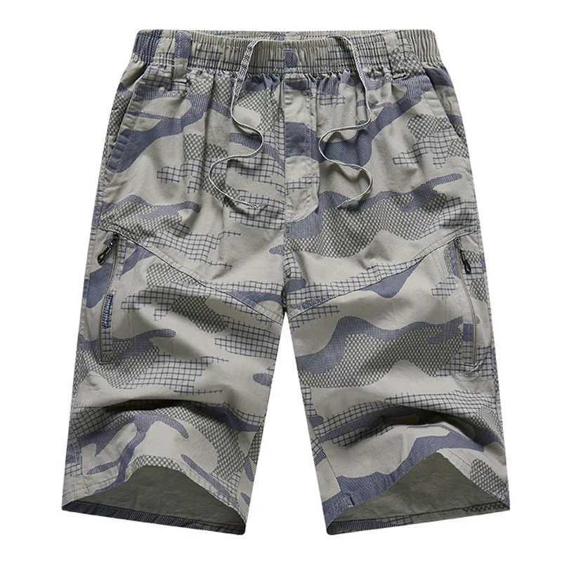 Summer Mens Cotton Breathable Cargo Shorts Multi Pocket Camouflage Beach Casual Middle Pants Loose Plus Size Capri Trousers W250621