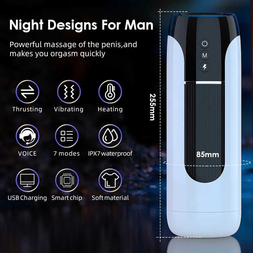 Male Masturbator Oral Sex Shop Telescopic Heating Suction Cup Vibrator Equipment Adult Supplies Masturbation Artificial Vagina W250621