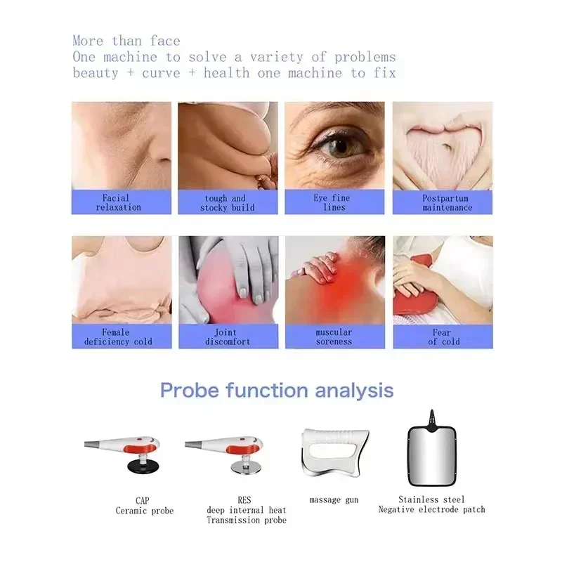 2025 NEW Portable448KHZ RFTecar Therapy RET CET Diathermy Body Sliming Machine Pain Relief Skin Tightening INDIBA Deep Care