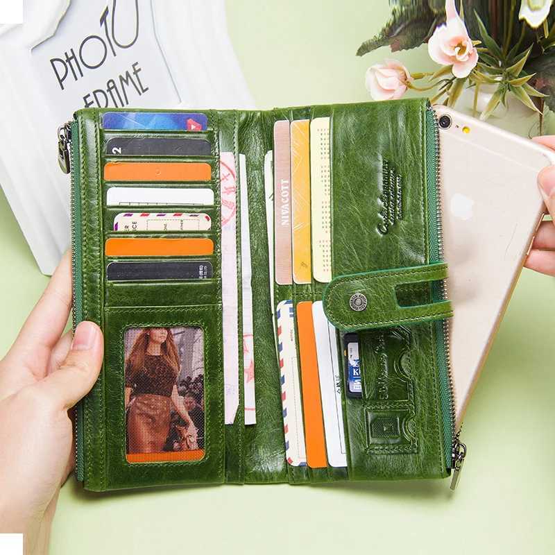 Green Red Clutch Bag Fashion Genuine Leather Women Wallet Female Long Wallets With Card Holder Zipper Coin Purse For iPhone 8 Z250621