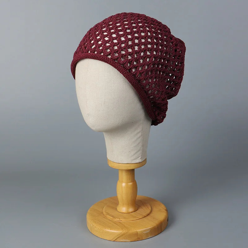 Beanie Openwork Women Knit Hat Breathable Solid Color Summer Accessory For Daily Outfit Party 250618BJ - view 5