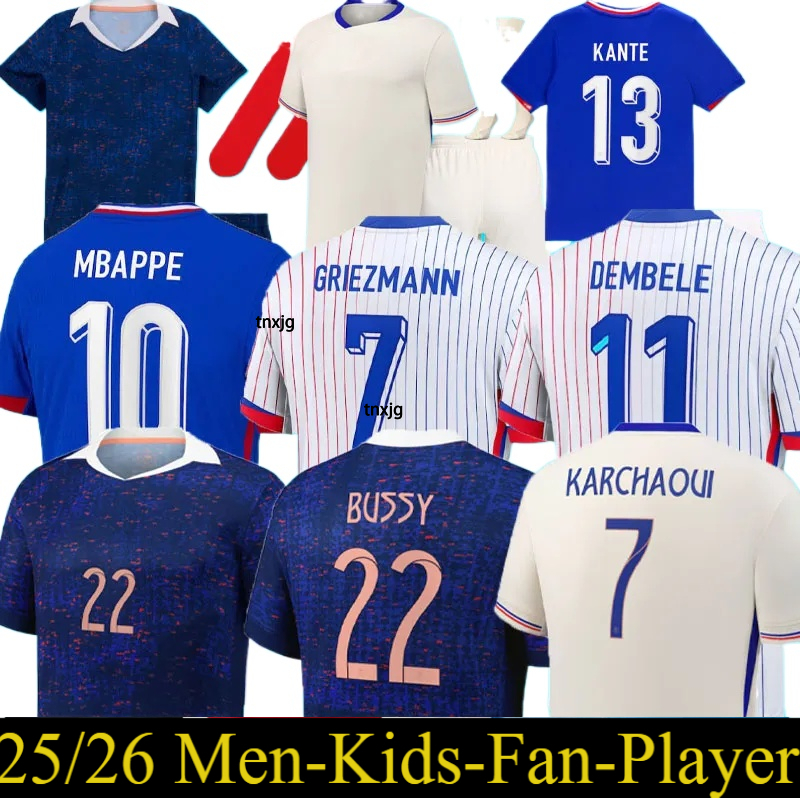 maillot de foot french soccer jerseys mbappe 25 26 francia GRIEZMANN DEMBELE KOLO MUANI CAMAVINGA Olise Saliba 2025 2026 women men Kids kit fans player home away