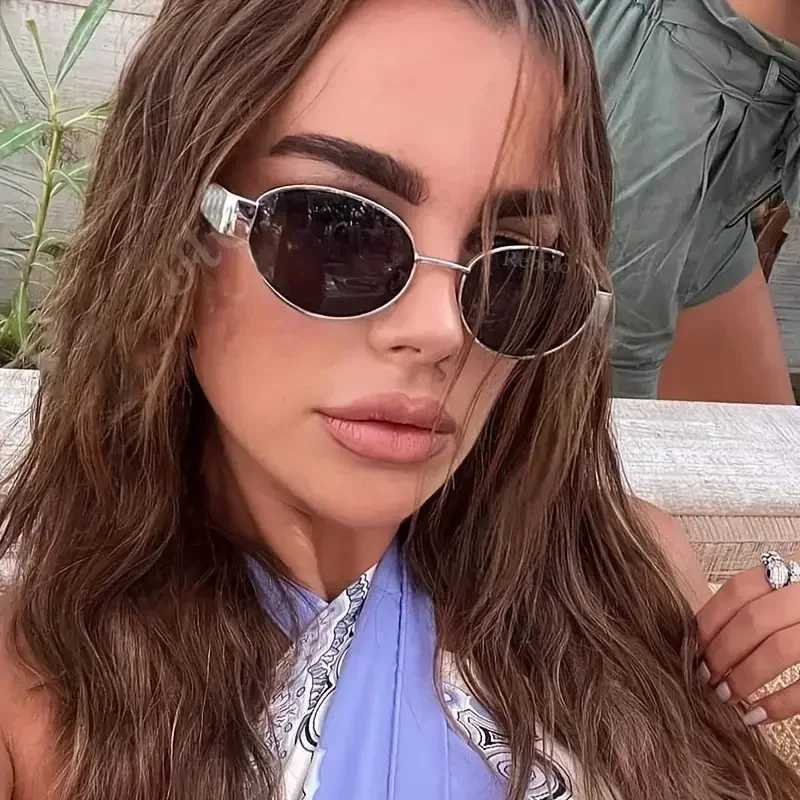 Trendy Oval Sunglasses for Women Luxury Brand Designer Metal Frame Sun Glasses Ladies Classic Vintage Round Shades Unisex W250621