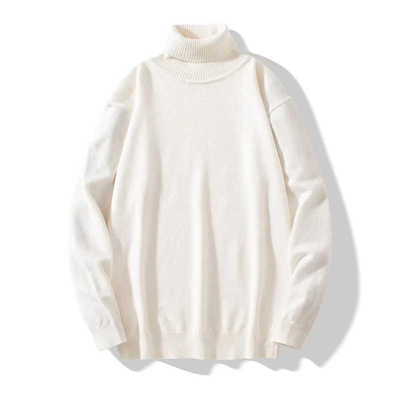Autumn Winter Mens Mink Velvet Turtleneck Sweater Casual Knitting Pullovers White Black Knitwear Long Sleeve Sweater Pullover Z250621