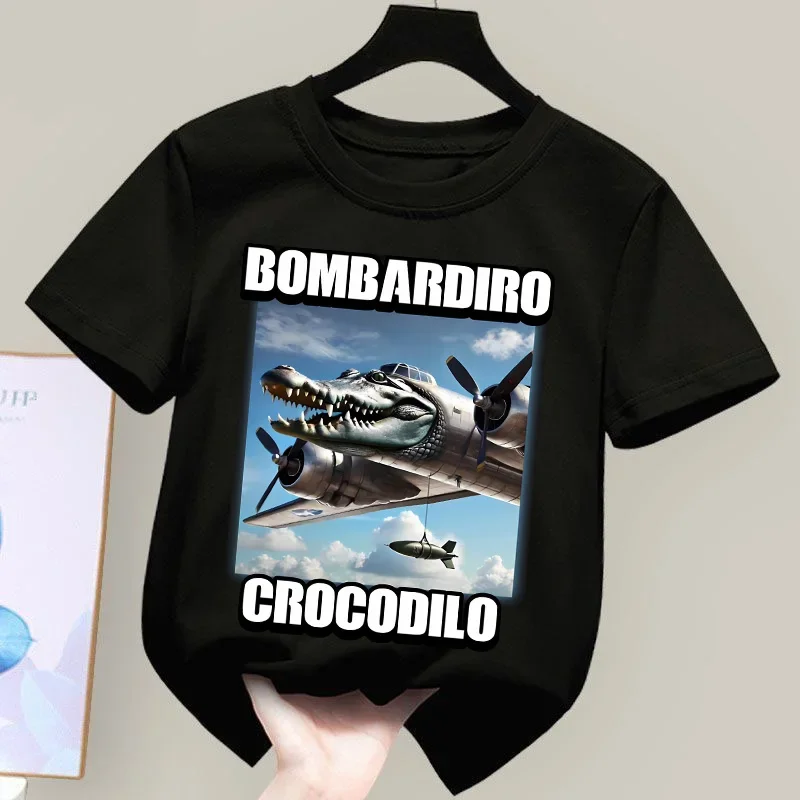 T-shirt Tralalero Tralala CottonTungtung Sahur Brainrot Kids Anime Tees Boy Girl Summer Short Sleeve Tops Children Clothes Gift