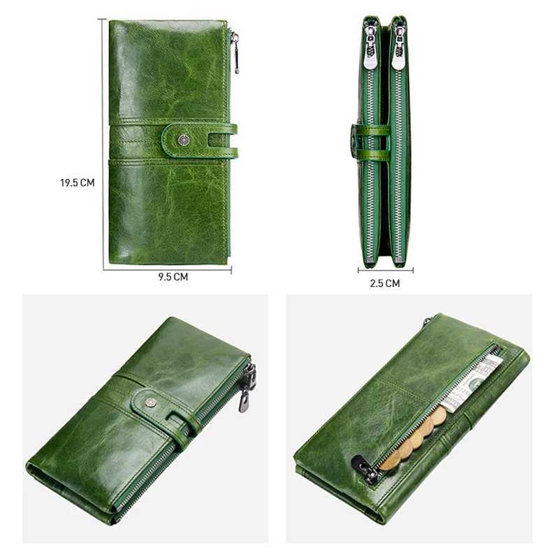 Green Red Clutch Bag Fashion Genuine Leather Women Wallet Female Long Wallets With Card Holder Zipper Coin Purse For iPhone 8 Z250621
