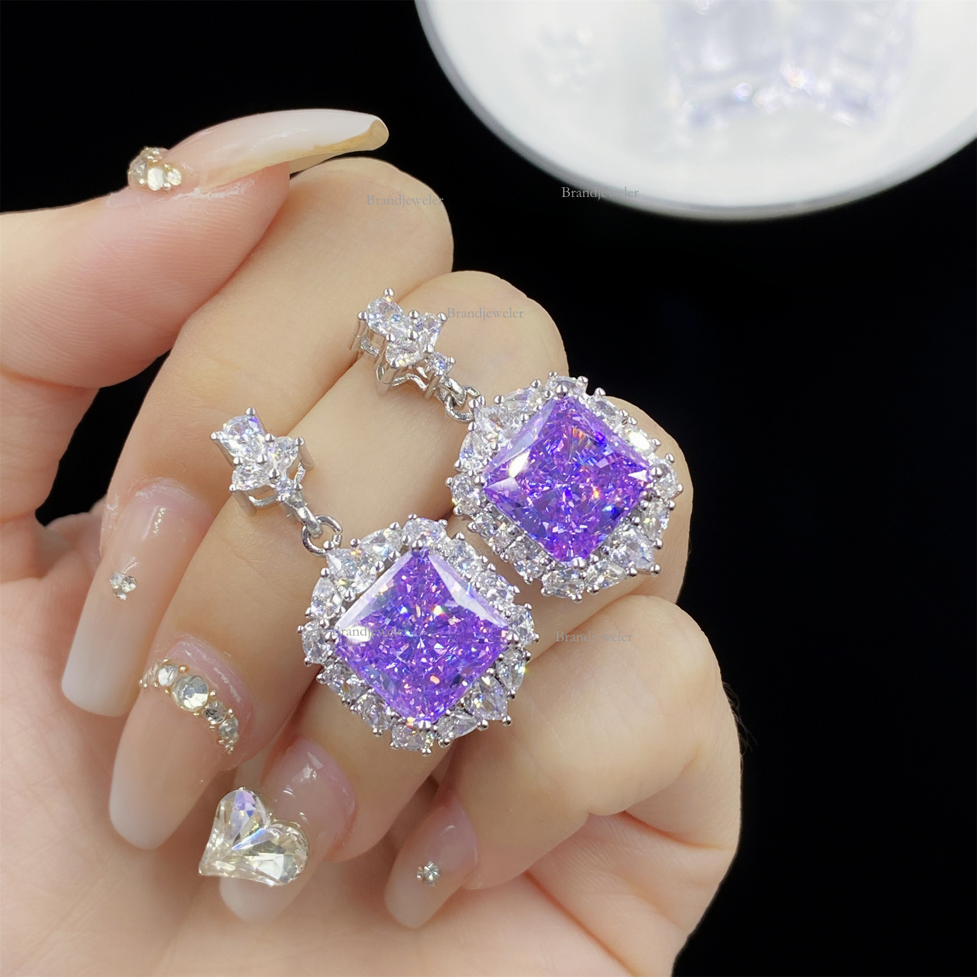 Purple Kunzite Free Delivery Starry Sky Cut Comparable To Ice Flower Full Designer Necklace Diamond 2025 New Model Ring For Women Elegant Pendant Earr