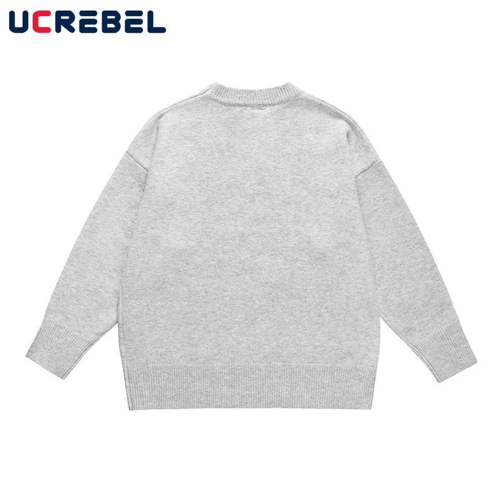 Letter Embroidery Crew Neck Sweater Mens Streetwear Loose Long Sleeve Knitted Pullover Men Autumn Z250621