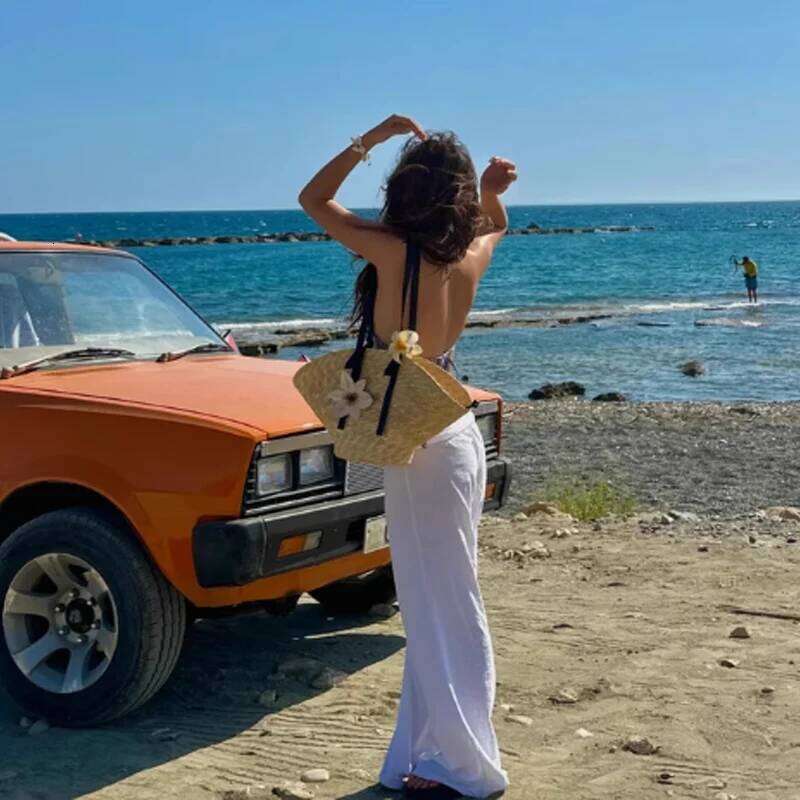 Straw Woven Handbags For Women Handmade Travel Seaside Beach Summer New Handle Bucket Shopping Tote Bag Basket Bolsa