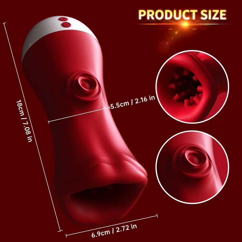 Deep Throat Male Penis Training Cup Tongue Licking Vibrator Blowjob Sex Toys Mens Glans Stimulation Exercise Masturbator for Men W250621